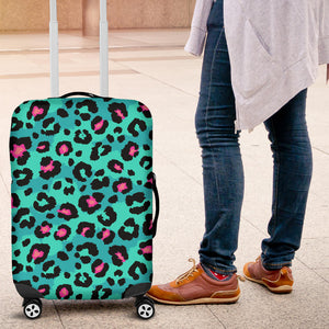 Green Leopard Skin Print Pattern Luggage Covers