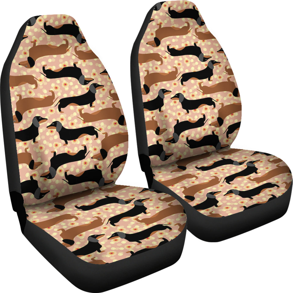 Dachshund Floral Background Universal Fit Car Seat Covers