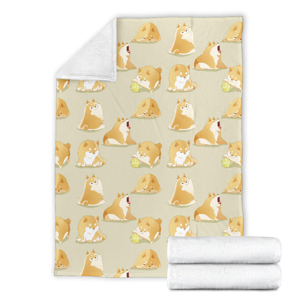 Cute Fat Shiba Inu Dog Pattern Premium Blanket