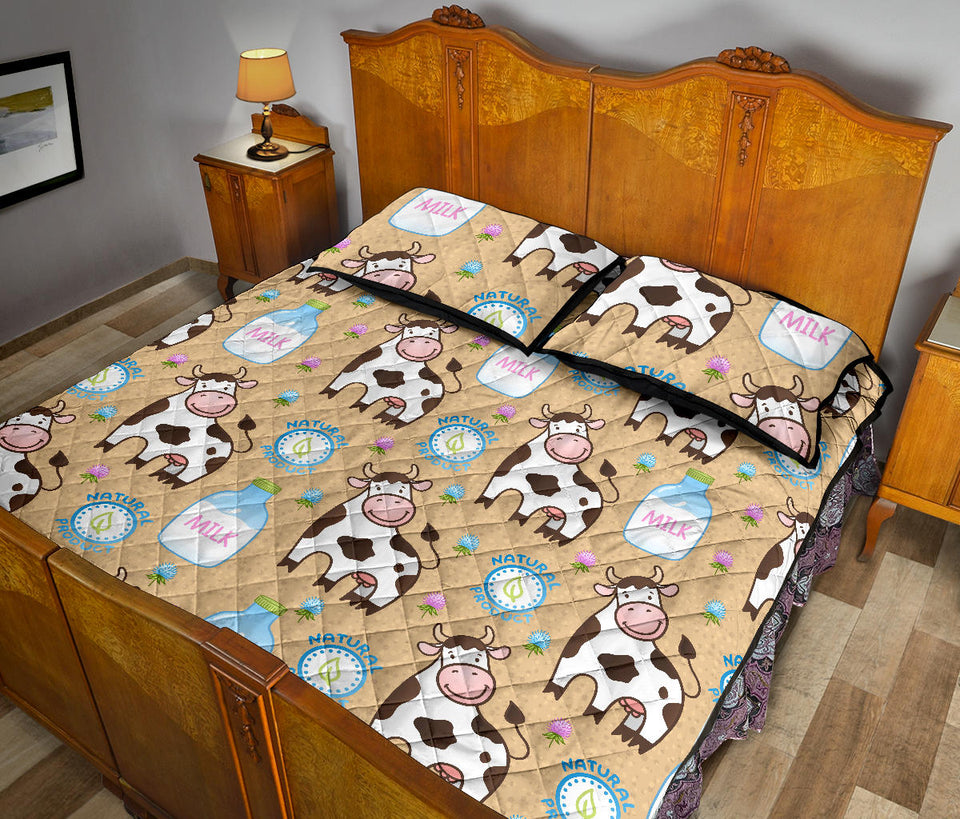Cow bottle of milk pattern Quilt Bed Set