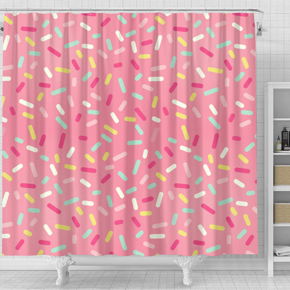Pink Donut Glaze Candy Pattern Shower Curtain Fulfilled In US