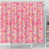 Pink Donut Glaze Candy Pattern Shower Curtain Fulfilled In US