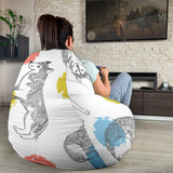 Siberian Husky And Colorful Circle Pattern Bean Bag Cover
