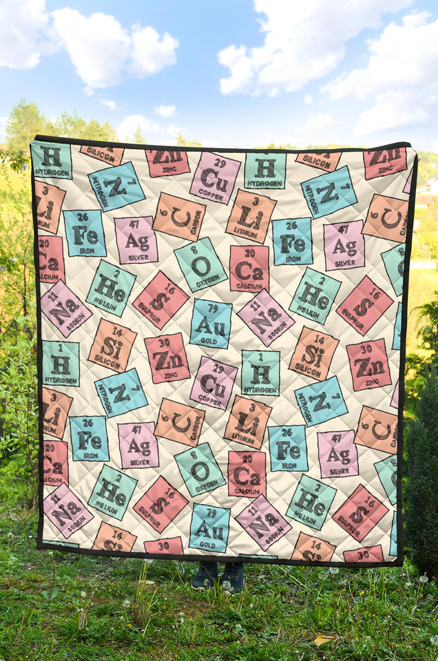 Chemistry Periodic Table Pattern Print Design 02 Premium Quilt
