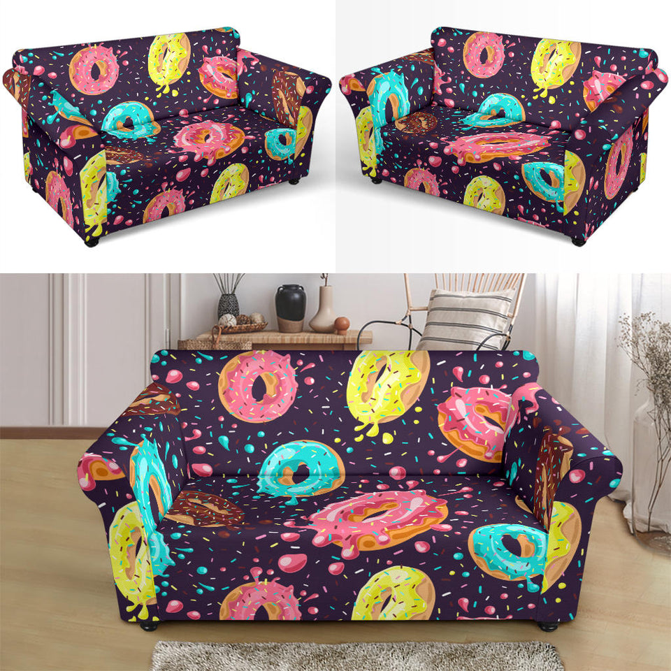 Colorful Donut Glaze Pattern Loveseat Couch Slipcover