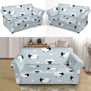 Sheep Polka Dot Cloud Pattern Loveseat Couch Slipcover