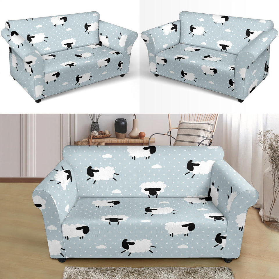 Sheep Polka Dot Cloud Pattern Loveseat Couch Slipcover