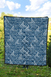 Hand Drawn Sailboat Pattern Premium Quilt