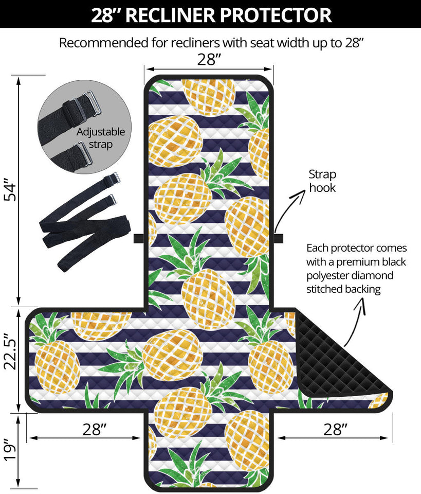 Pineapples pattern striped background Recliner Cover Protector