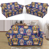 Sugar Skull Flower Pattern Loveseat Couch Slipcover