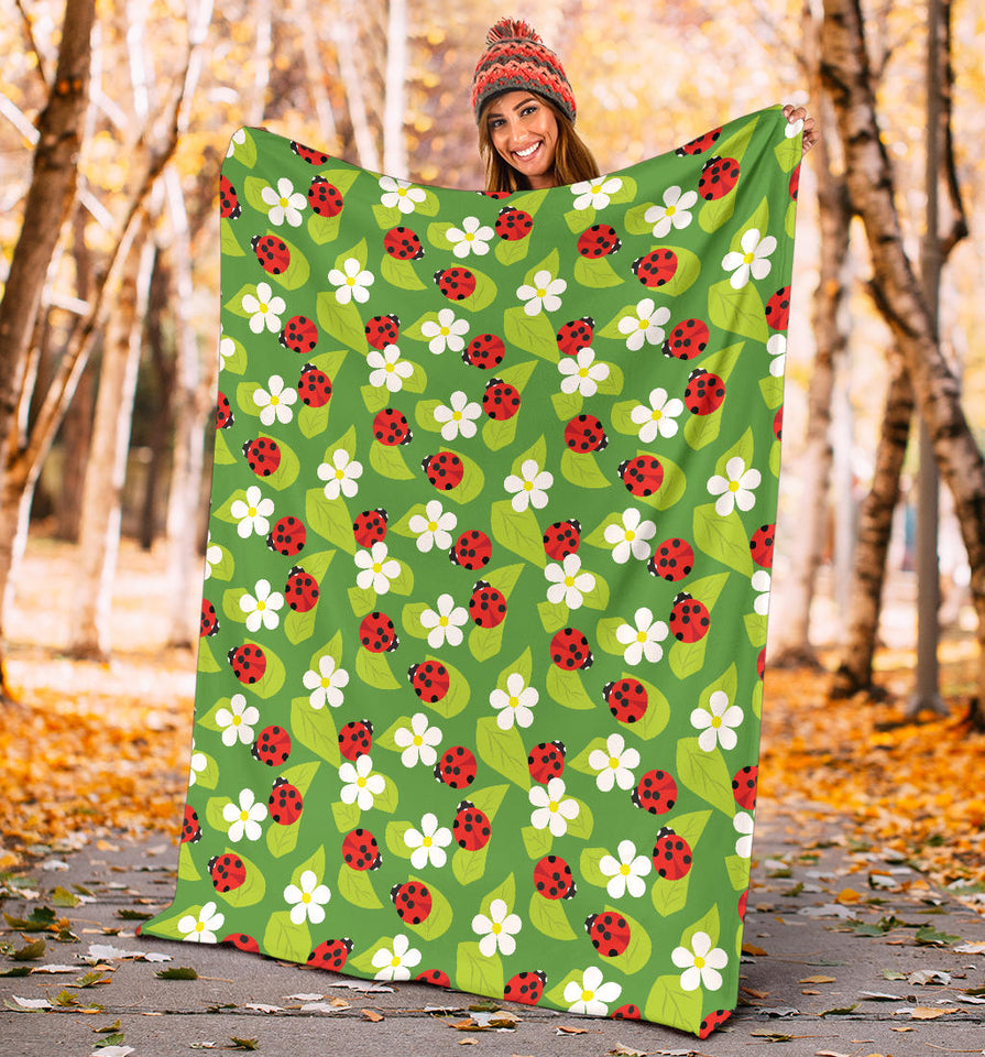 Ladybug Pattern Print Design 01 Premium Blanket