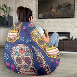Sugar Skull Flower Pattern Bean Bag Cover