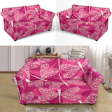 Beautiful Dragonfly Pink Background Loveseat Couch Slipcover