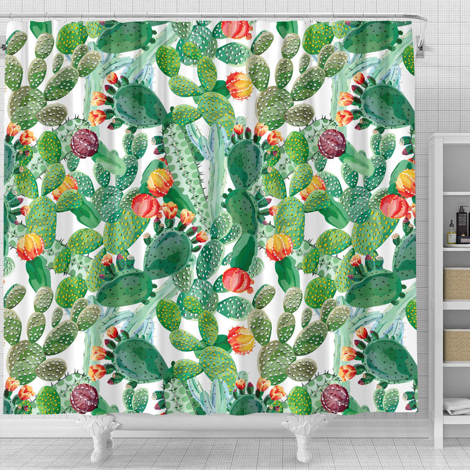 Cactus Design Pattern  Shower Curtain Fulfilled In US