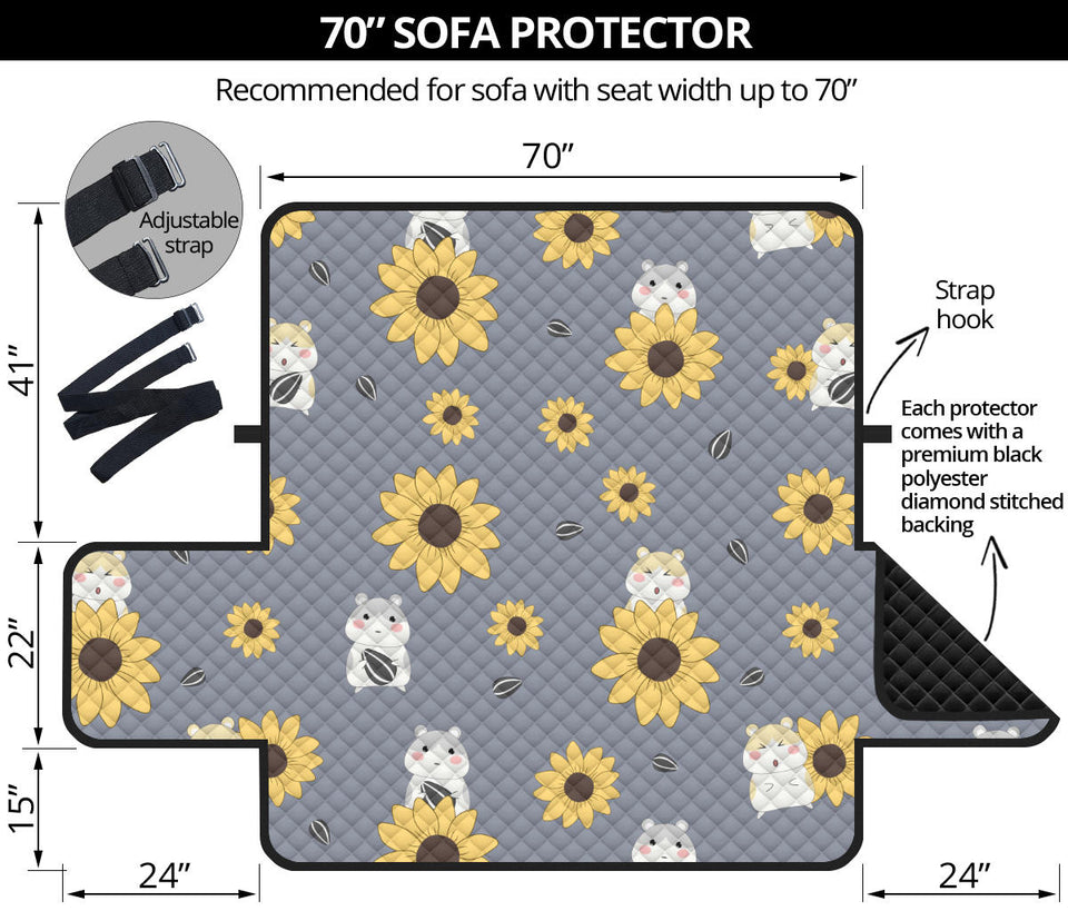Cute hamster sunflower pattern background Sofa Cover Protector