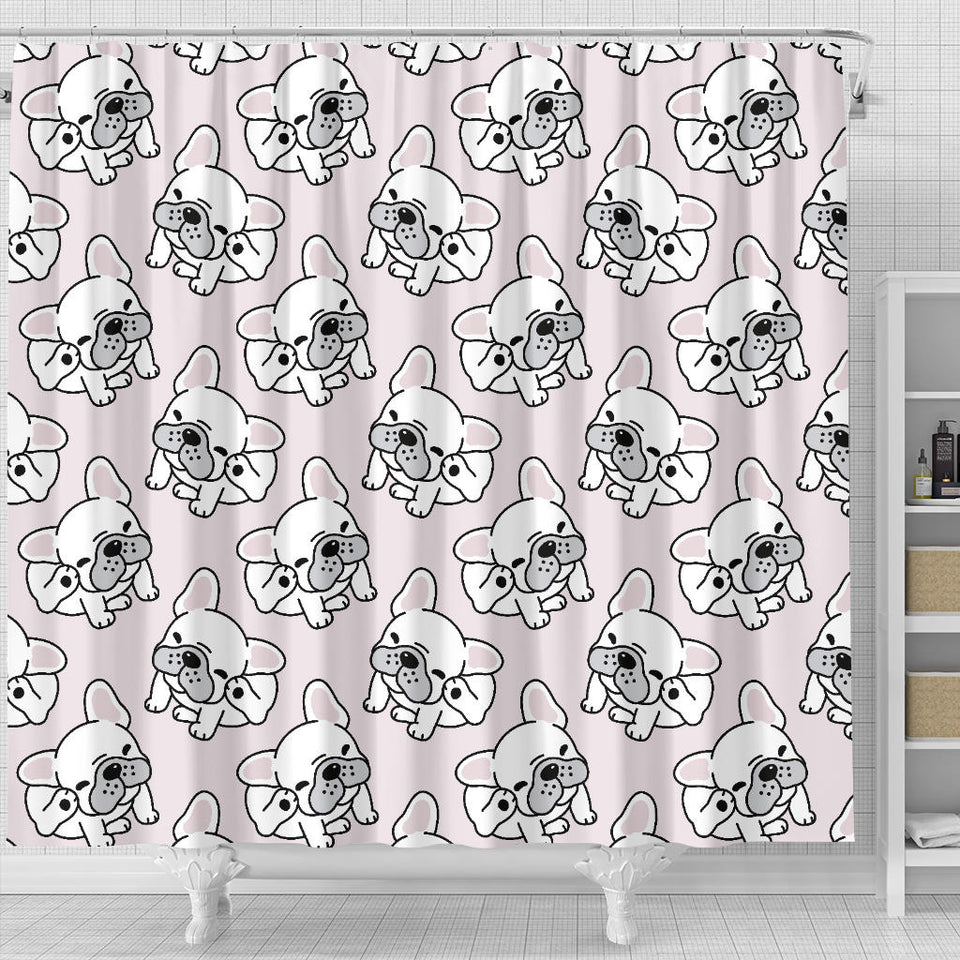 Cute French Bulldog Pattern Shower Curtain Fulfilled In US