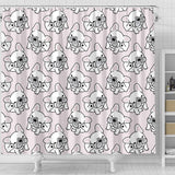 Cute French Bulldog Pattern Shower Curtain Fulfilled In US