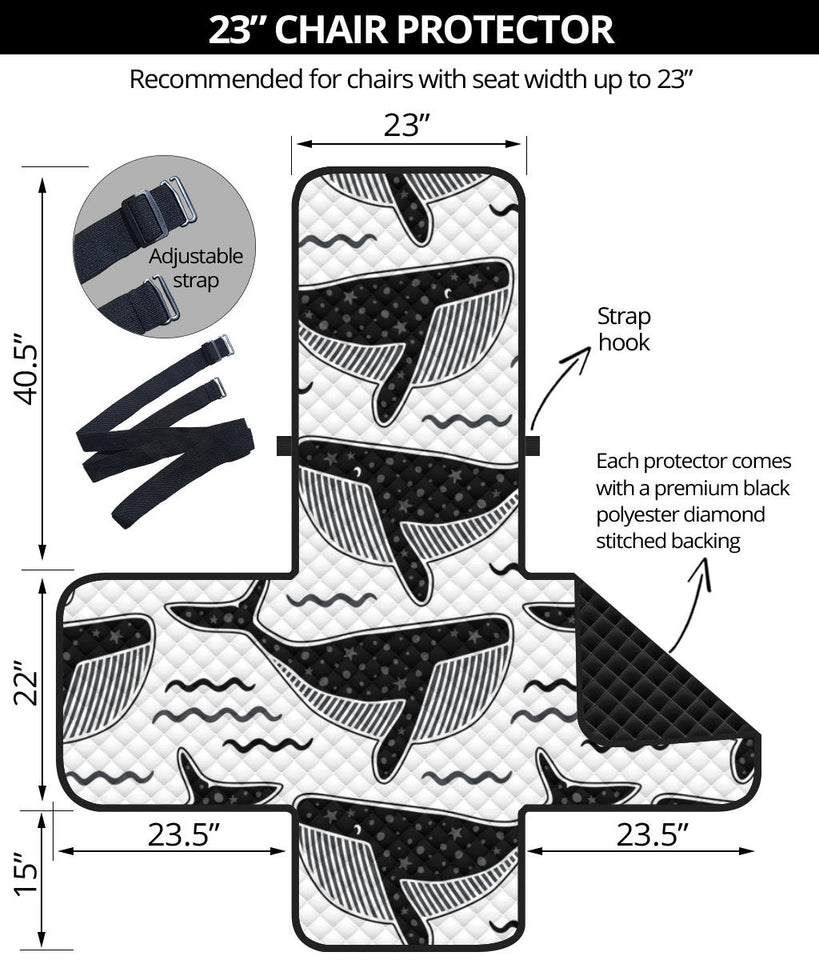 Black whale pattern Chair Cover Protector