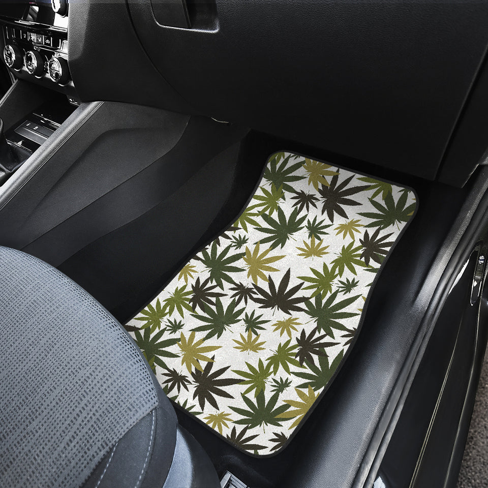 Canabis Marijuana Weed Pattern Print Design 05 Front and Back Car Mats