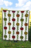 Colorful Apples Leave Zebra Stripe Premium Quilt