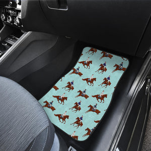 Horses Running Horses Rider Pattern Front Car Mats