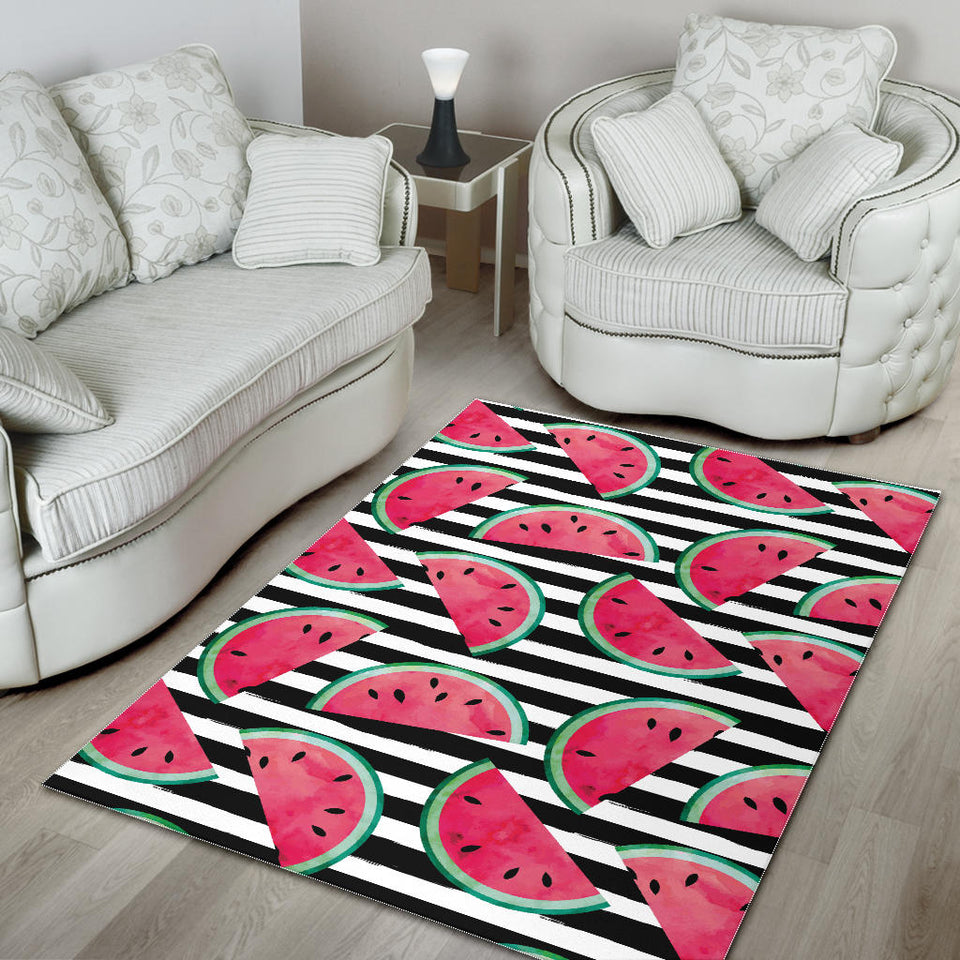 Watercolor Paint Textured Watermelon Pieces Area Rug