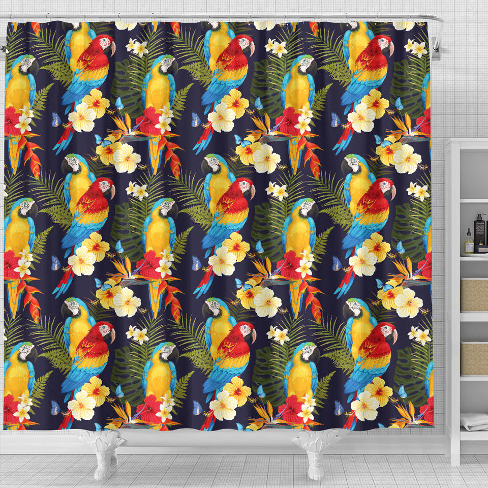 Colorful Parrot Flower Pattern Shower Curtain Fulfilled In US