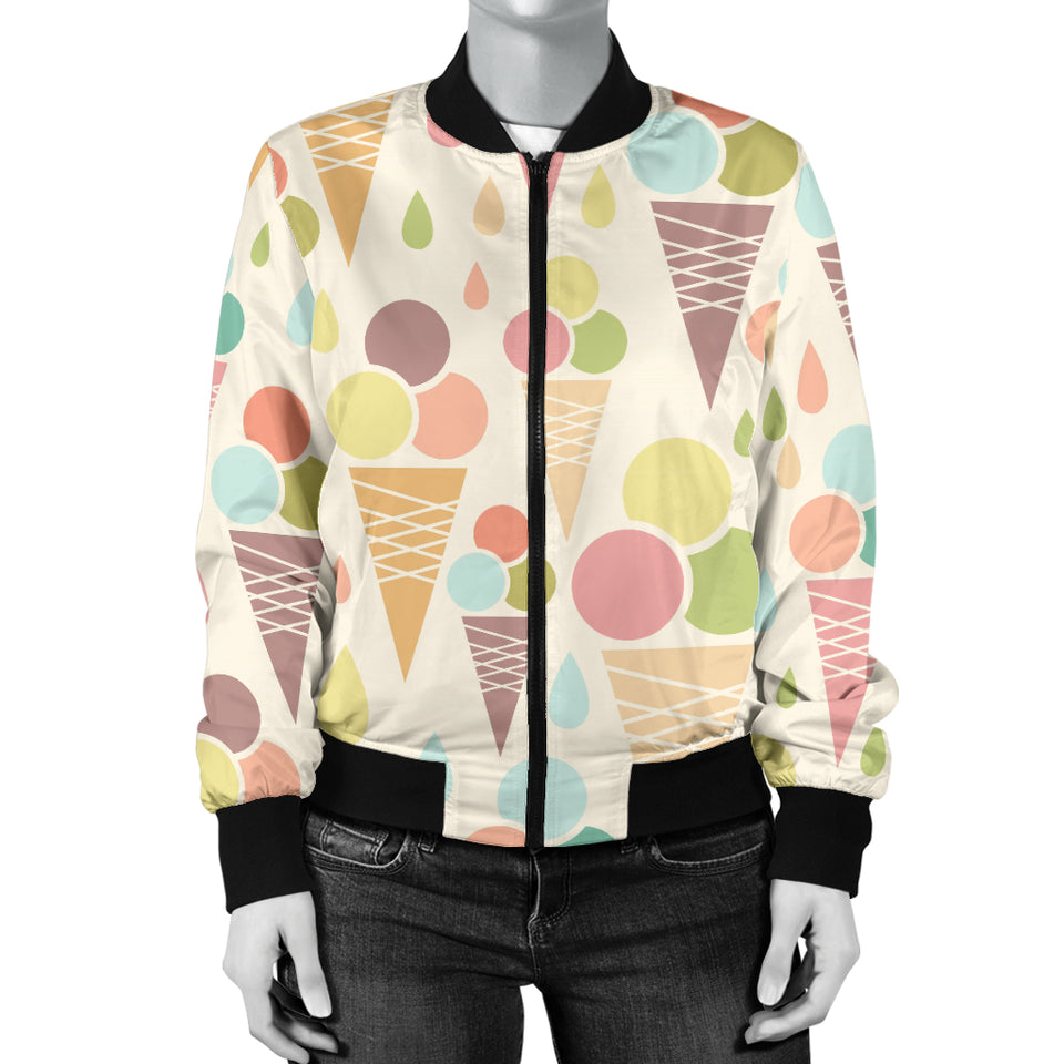 Ice Cream Cone Pattern Women'S Bomber Jacket