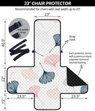 Black Gray Cream coral ginkgo leaves pattern Chair Cover Protector