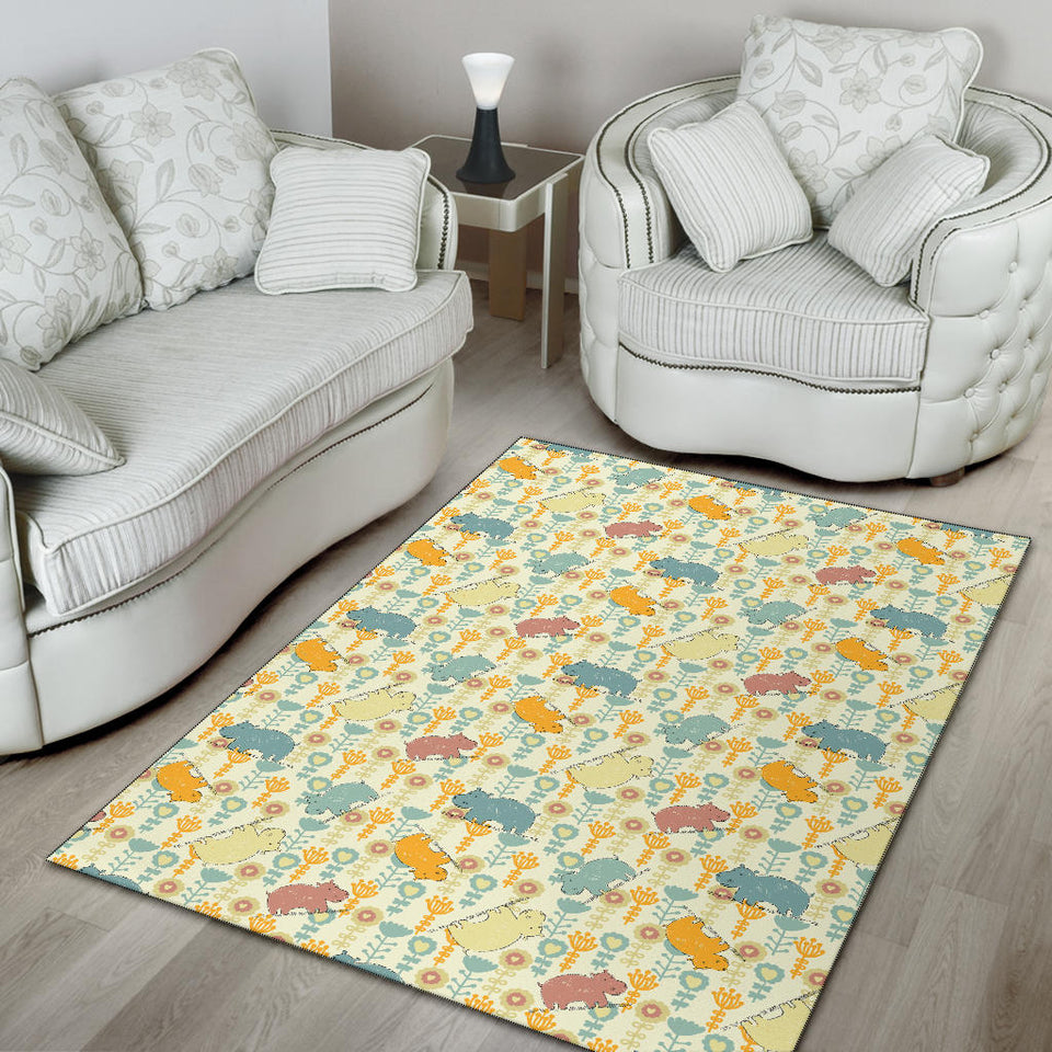Hippopotamus Pattern Print Design 04 Area Rug