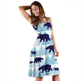 Polar Bear Winter Snow Pattern Sleeveless Midi Dress
