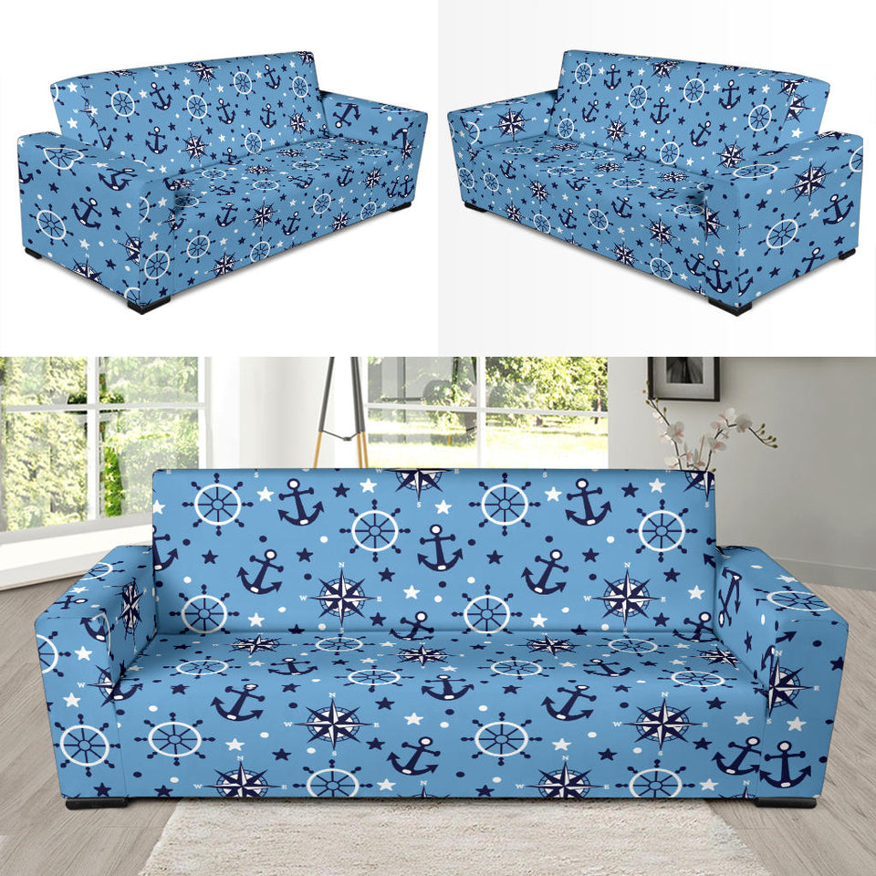 Anchors Rudder Compass Star Nautical Pattern Sofa Slipcover