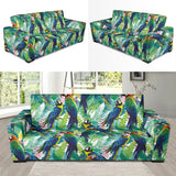 Colorful Parrot Exotic Flower Leaves Sofa Slipcover