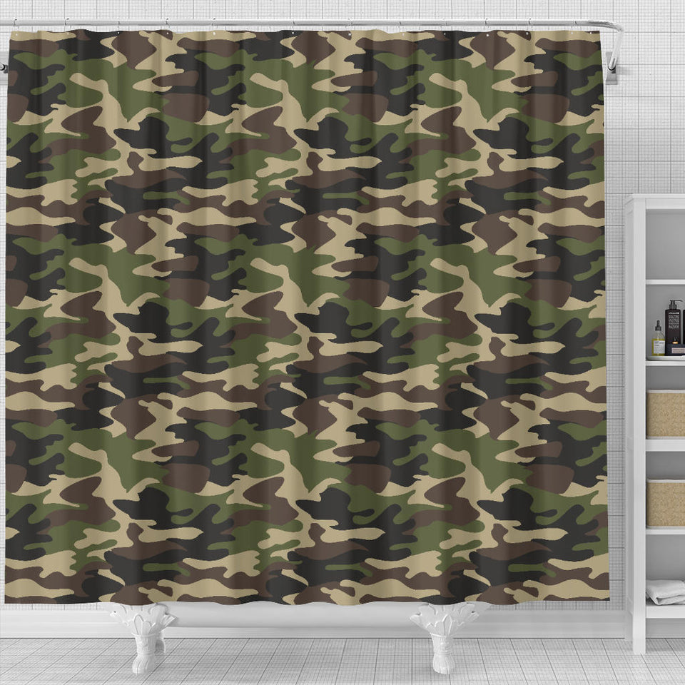 Dark Green Camo Camouflage Pattern Shower Curtain Fulfilled In US