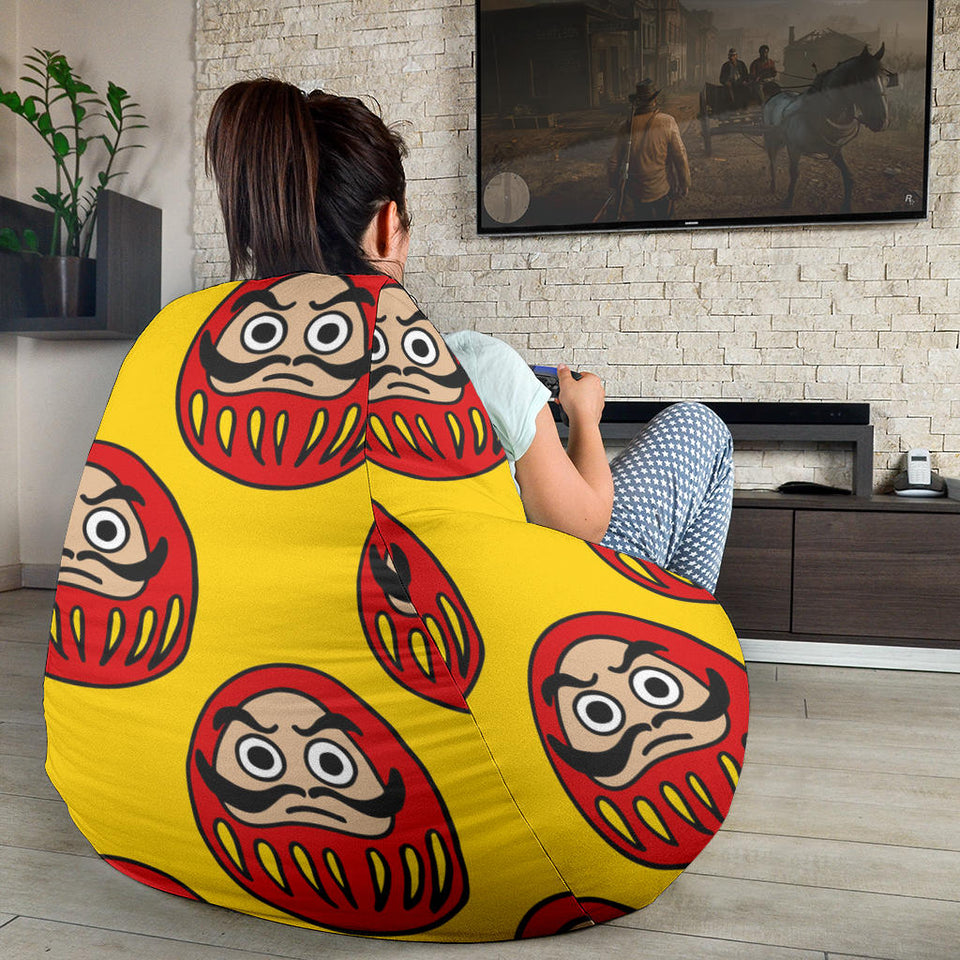 Daruma Japanese Wooden Doll Yellow Background Bean Bag Cover