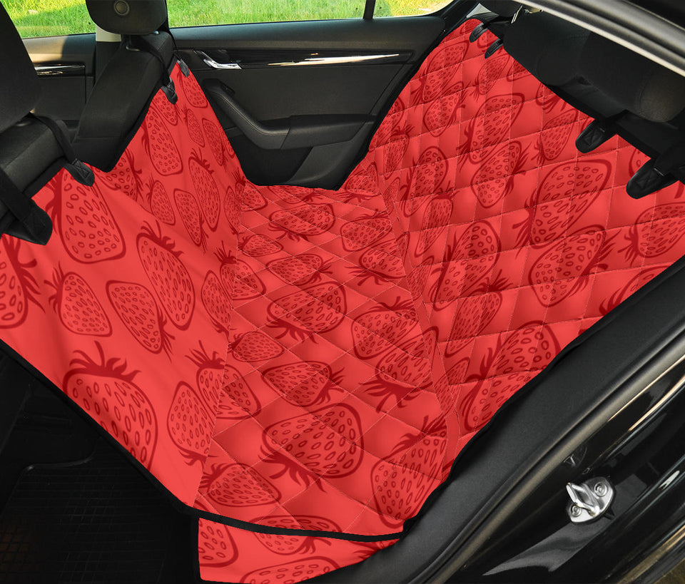Strawberry Pattern Red Background Dog Car Seat Covers