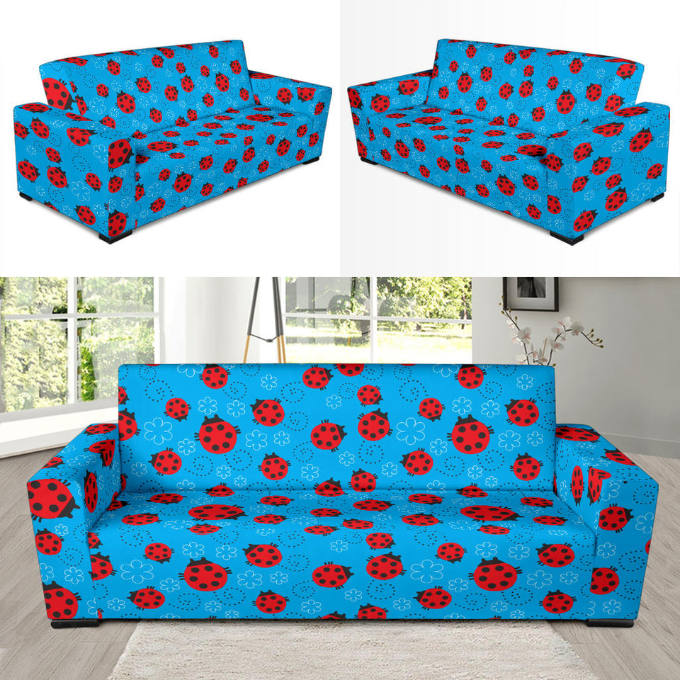 Ladybug Pattern Print Design 02 Sofa Slipcover