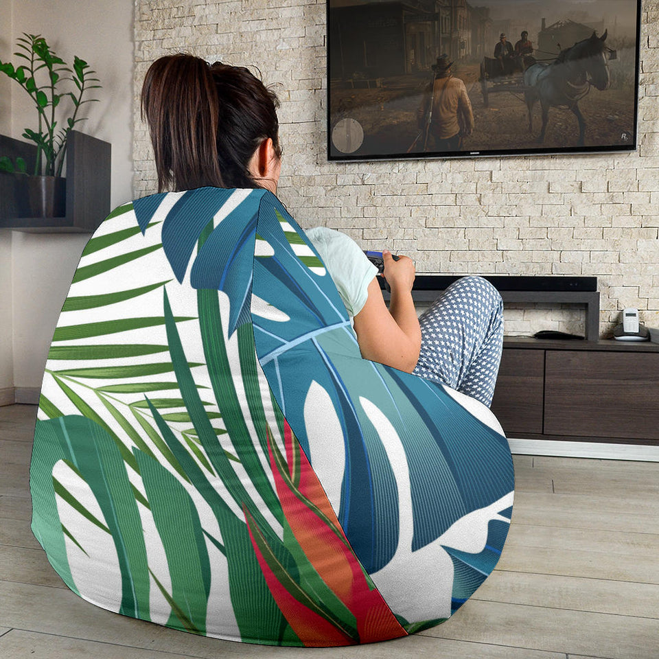 Heliconia Palm And Monstera  Leaves Pattern Bean Bag Cover