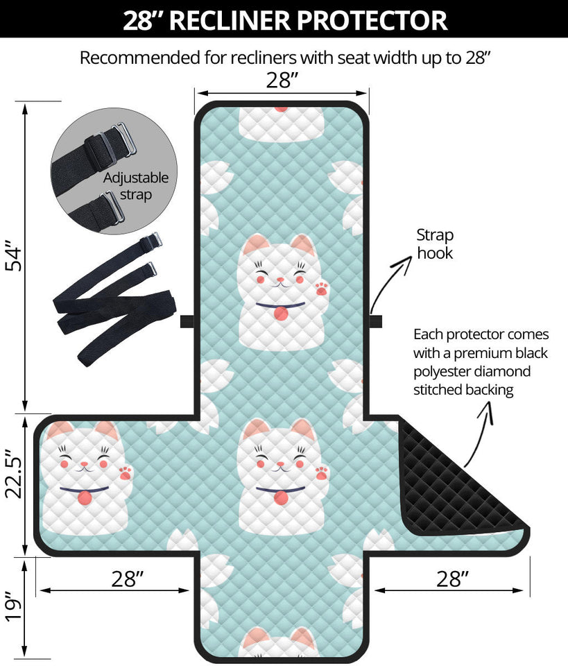 Maneki Neko Lucky Cat sakura Recliner Cover Protector
