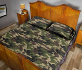 Dark Green camo camouflage pattern Quilt Bed Set