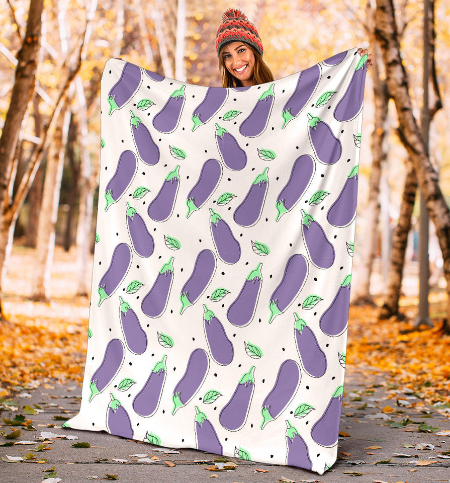Eggplant Pattern Print Design 05 Premium Blanket