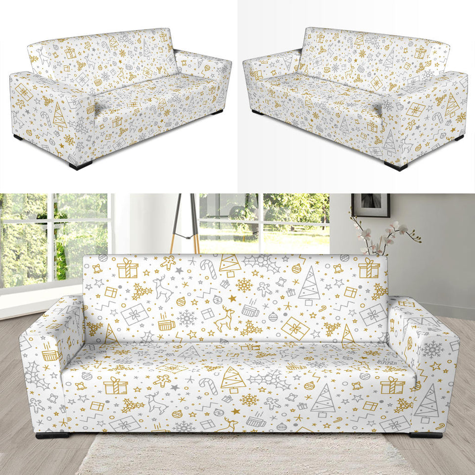 Christmas Tree Christmas Element Silver Gold Pattern Sofa Slipcover