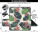 heliconia flowers, palm and monstera leaves Sofa Cover Protector