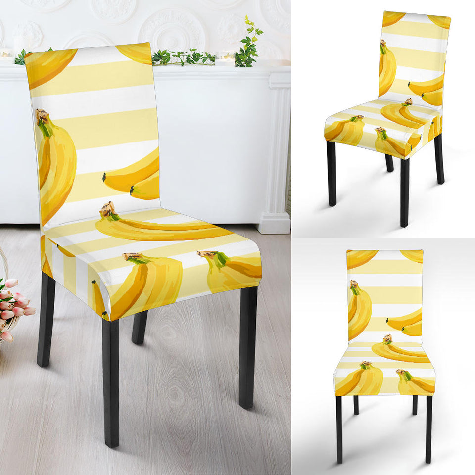 Banana Pattern Blackground Dining Chair Slipcover