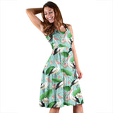 Pelican Pattern Print Design 01 Sleeveless Midi Dress