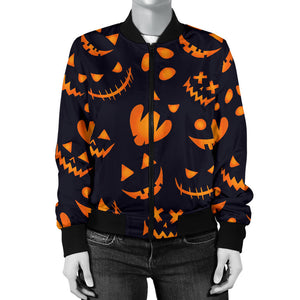 Halloween Pattern Pumpkin Background Women'S Bomber Jacket