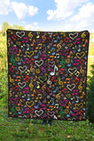 Music Notes Pattern Print Design 02 Premium Quilt