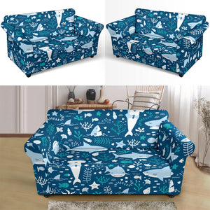 Cute Shark Pattern Loveseat Couch Slipcover