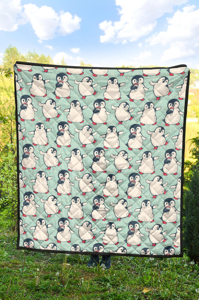 Cute Penguin Pattern Premium Quilt