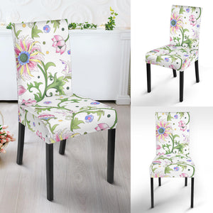 Beautiful Pink Lotus Waterlily Leaves Pattern Dining Chair Slipcover